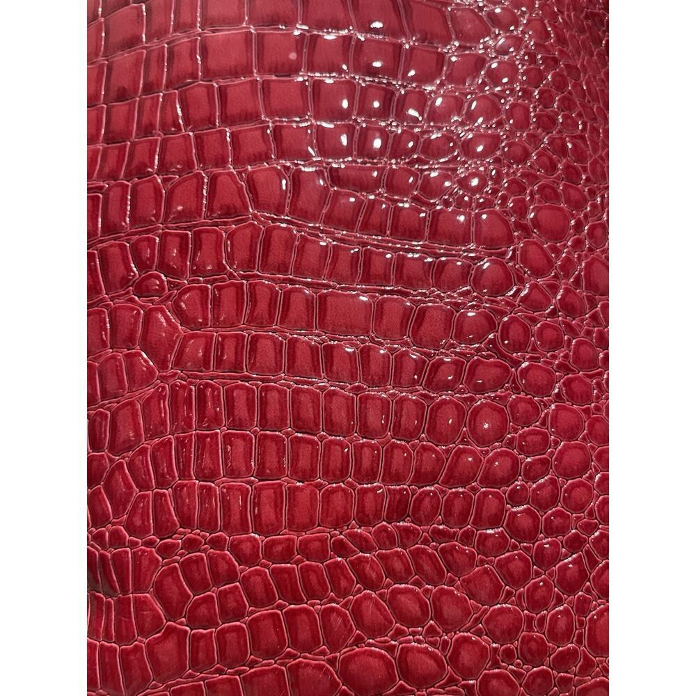 Bath & Body Works Red Large Faux Crocodile Leather Travel Weekender Bag Vintage - Picture 2 of 5